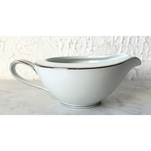 Vintage Noritake Colony China Japan Creamer White Platinum Trim - Picture 4 of 7